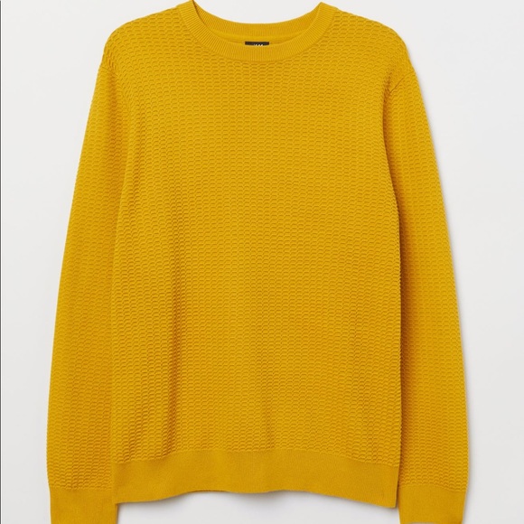 NWT H&M Yellow Textured-knit Sweater size M - Picture 1 of 6